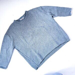 Humanoid Luxury Blue Mist Alpaca Merino Wool 3/4 Sleeve Boxy Sweater Size Small
